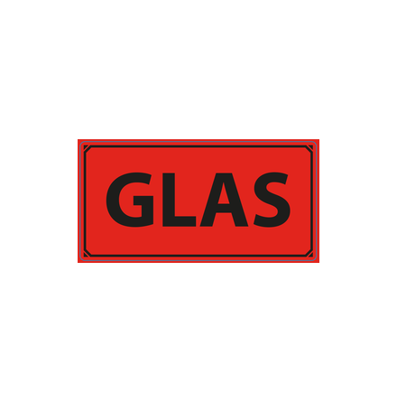Varningsetikett "Glas" 50x100mm, 1000st/rulle